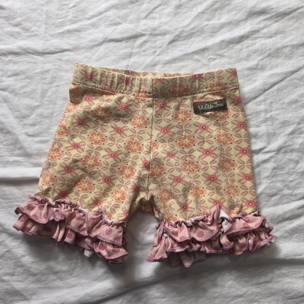 Matilda Jane girl's shorts Happy & Free Shorties Floral Ruffle Yellow 4